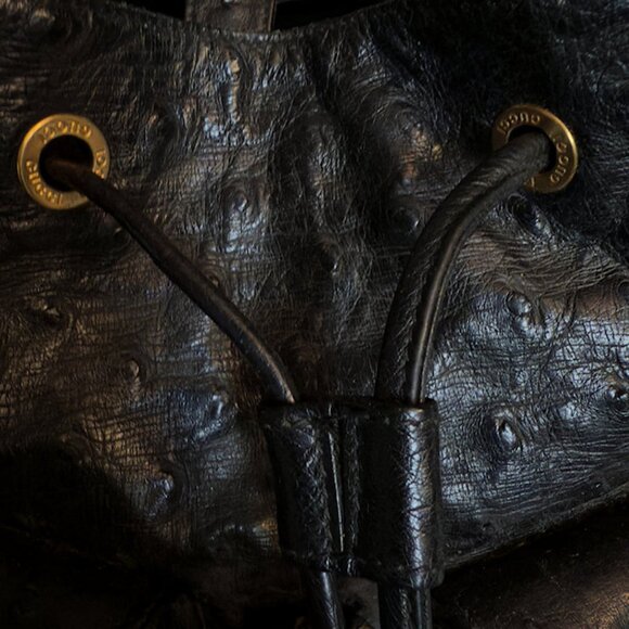 Vintage GUCCI Ostrich Skin Backpack Handbag with Bamboo Accents - Picture 12 of 15